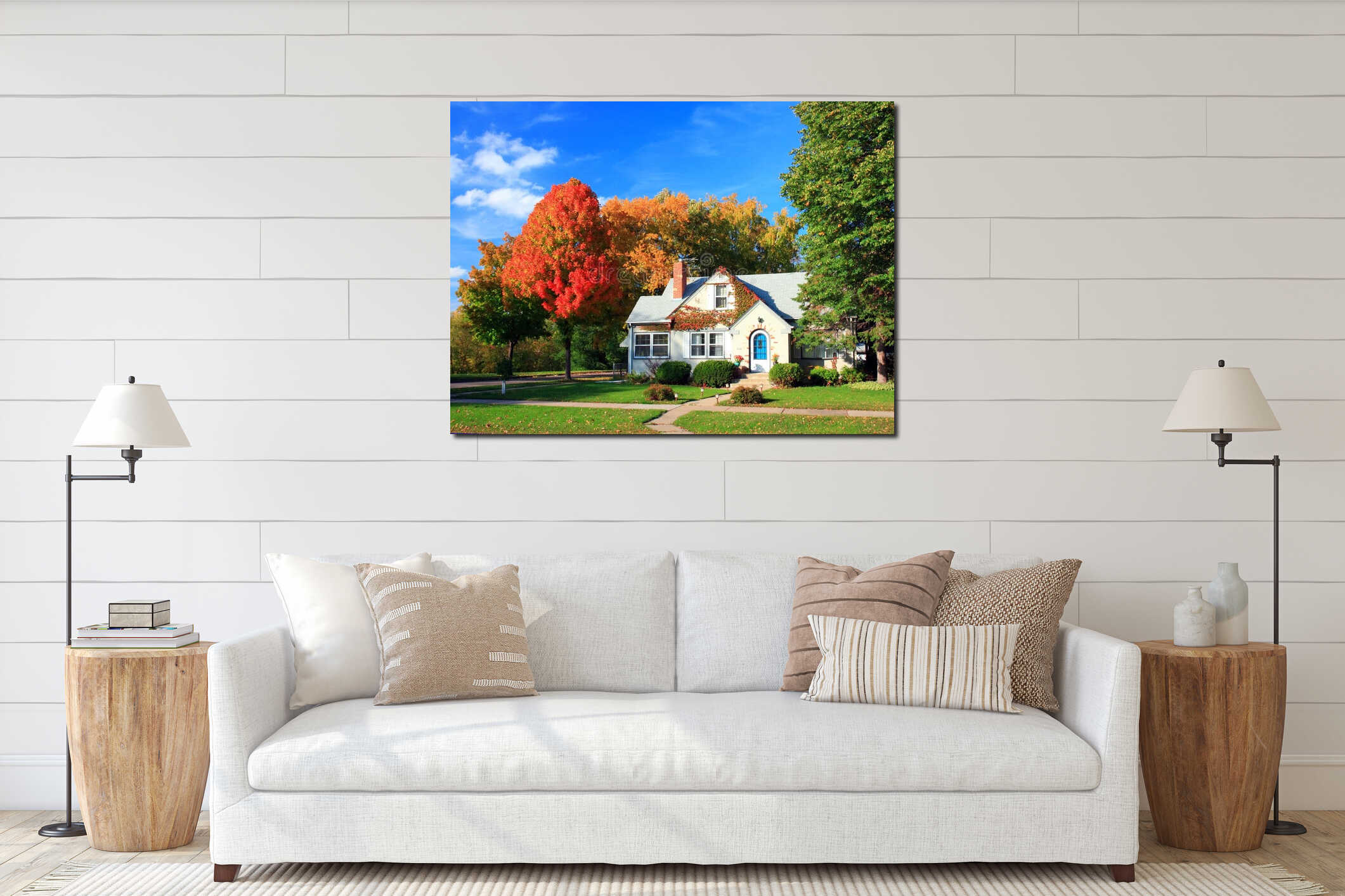 Canvas hanging interior mockup