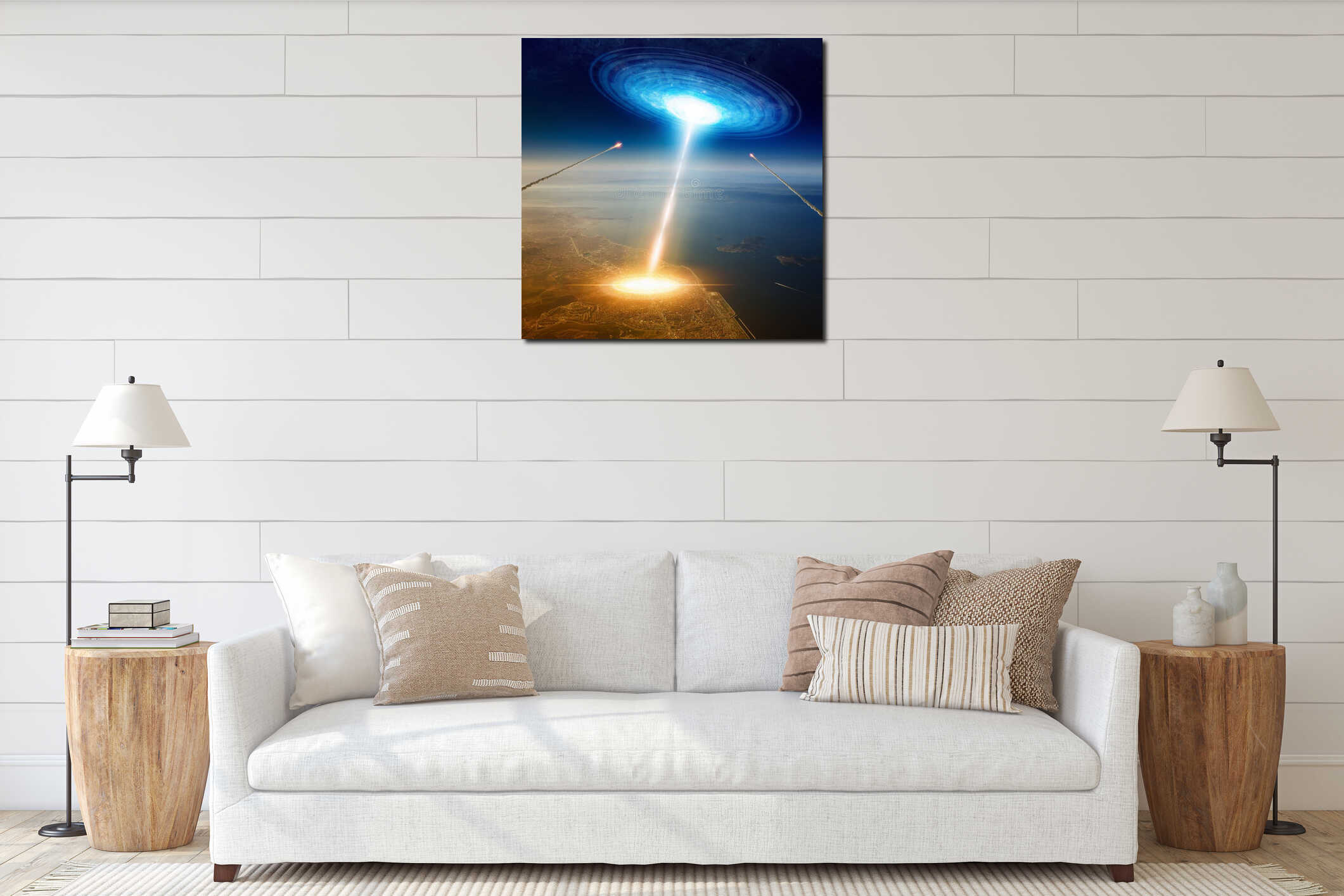 Canvas hanging interior mockup