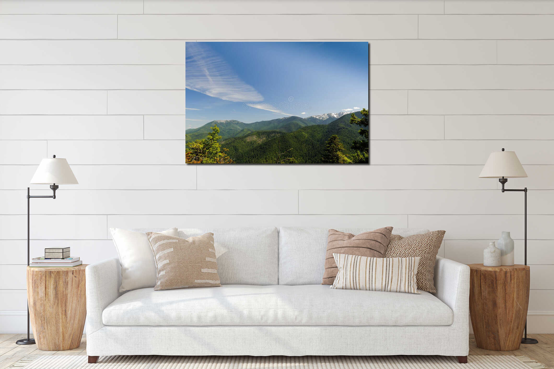 Canvas hanging interior mockup