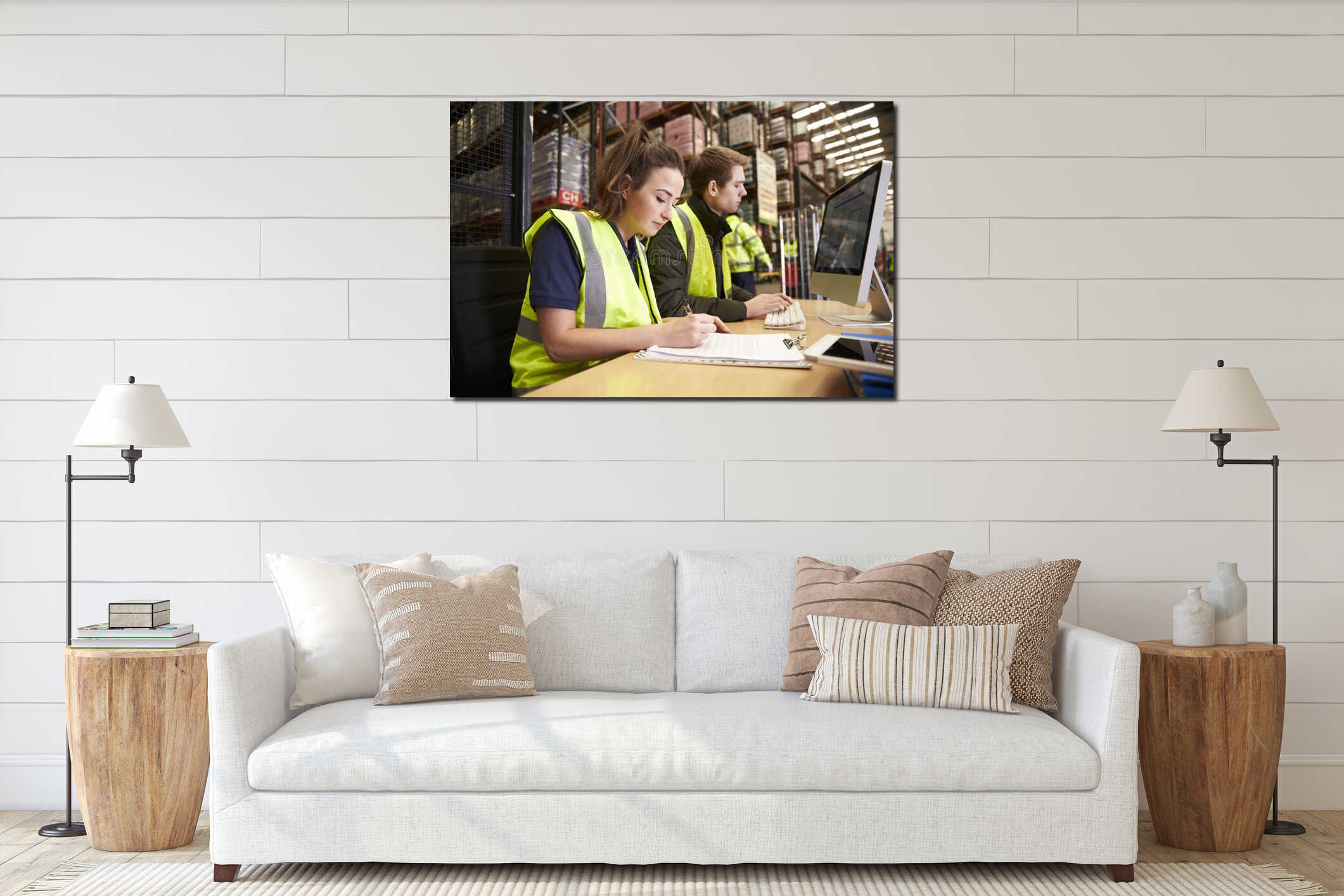 Canvas hanging interior mockup