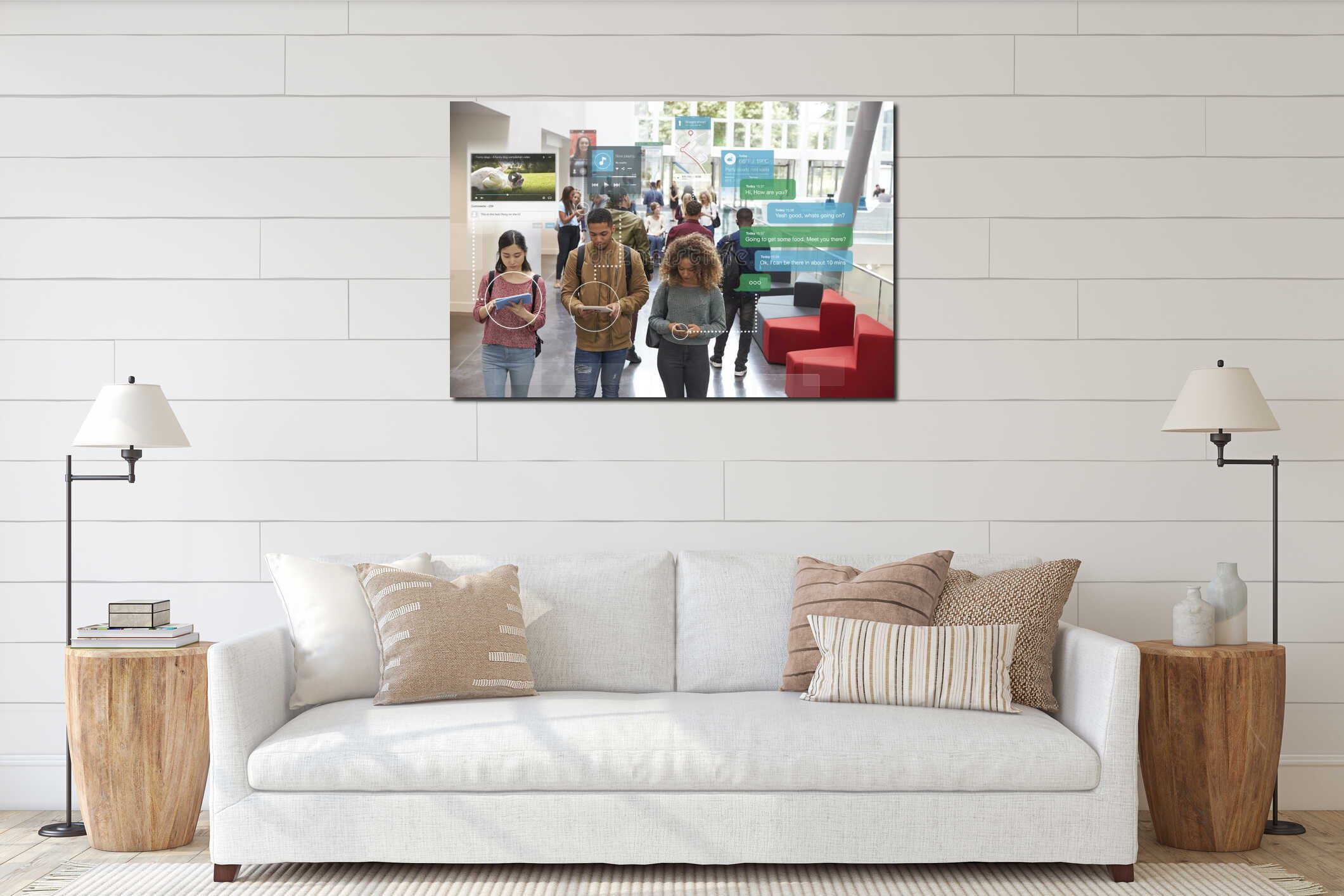 Canvas hanging interior mockup
