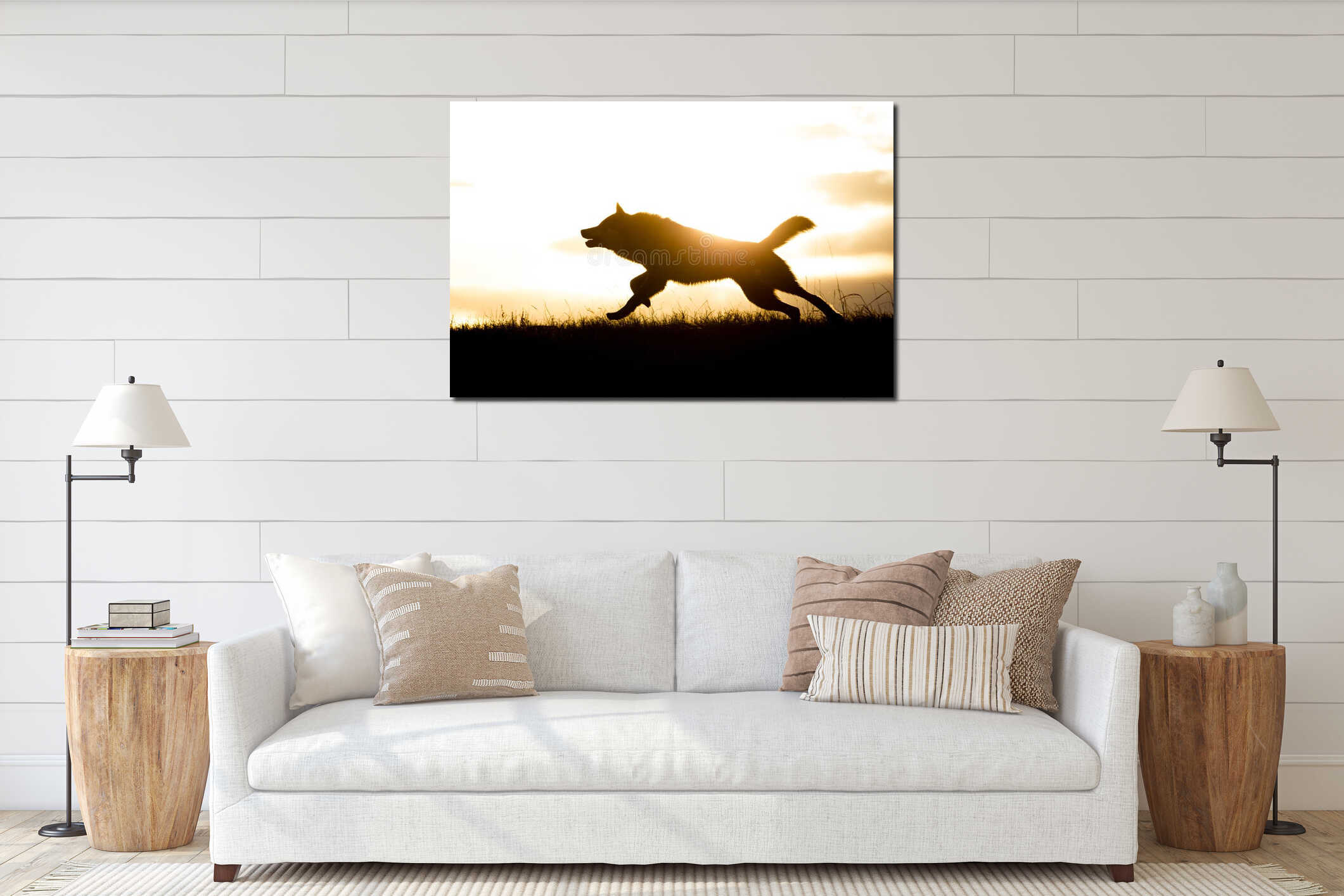 Canvas hanging interior mockup