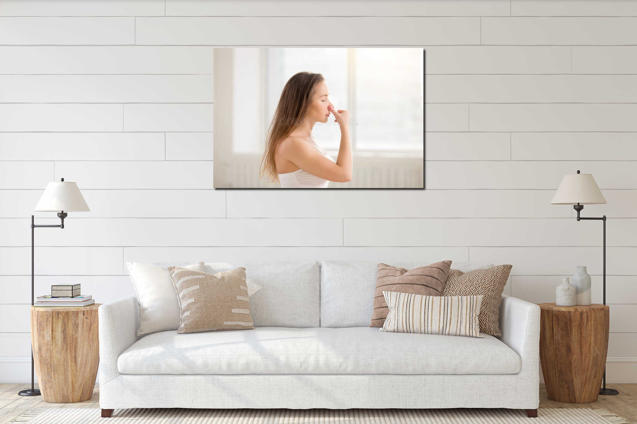 Canvas hanging interior mockup