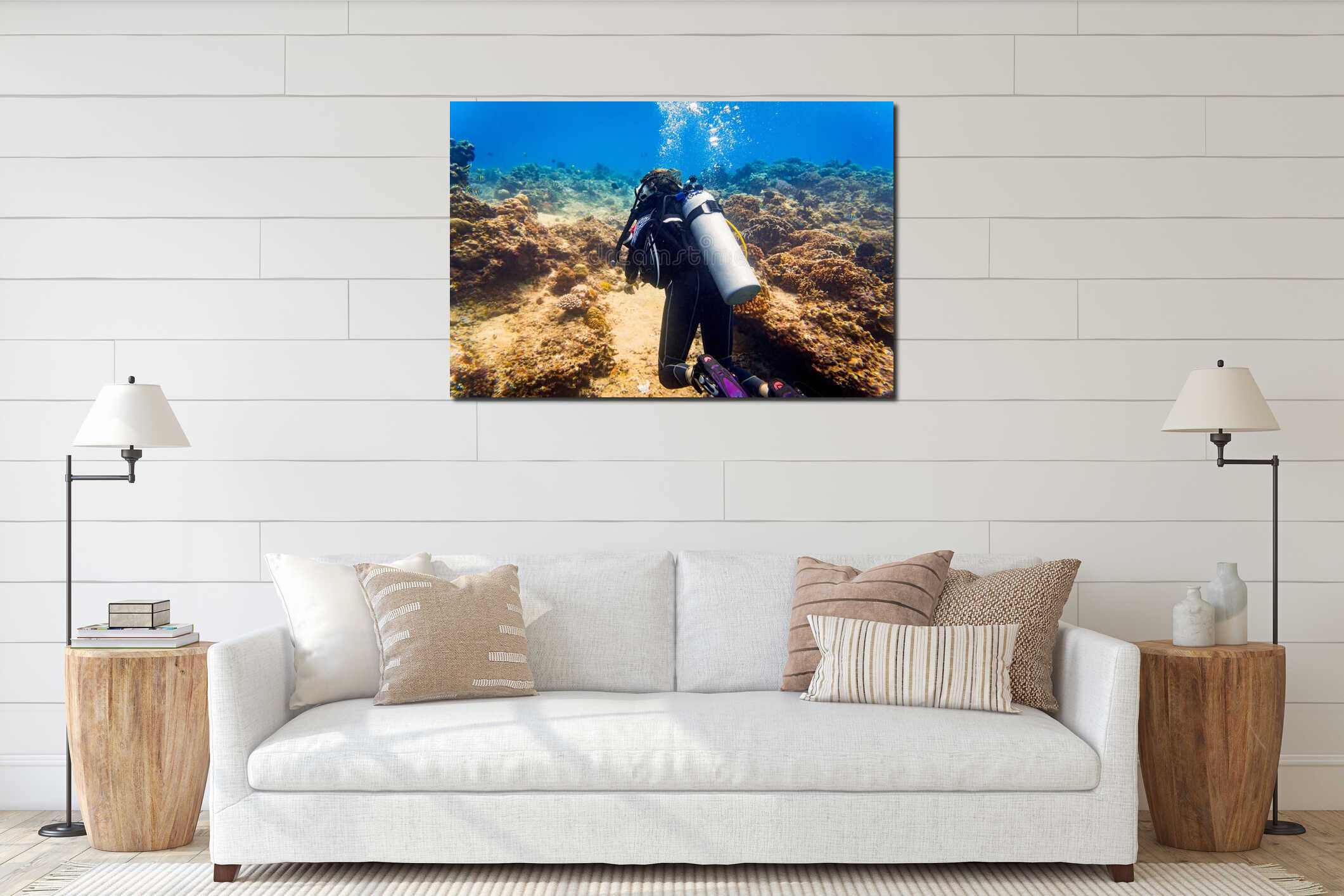 Canvas hanging interior mockup