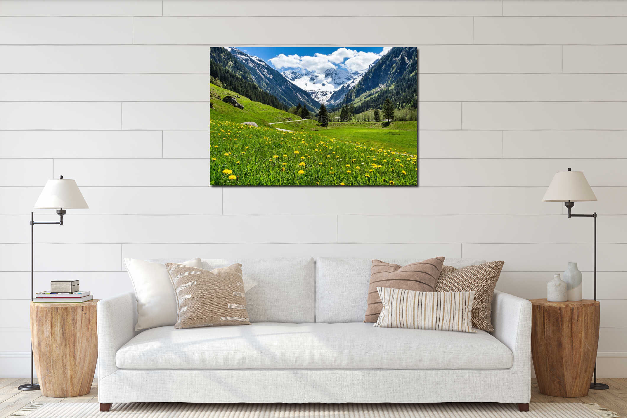 Canvas hanging interior mockup