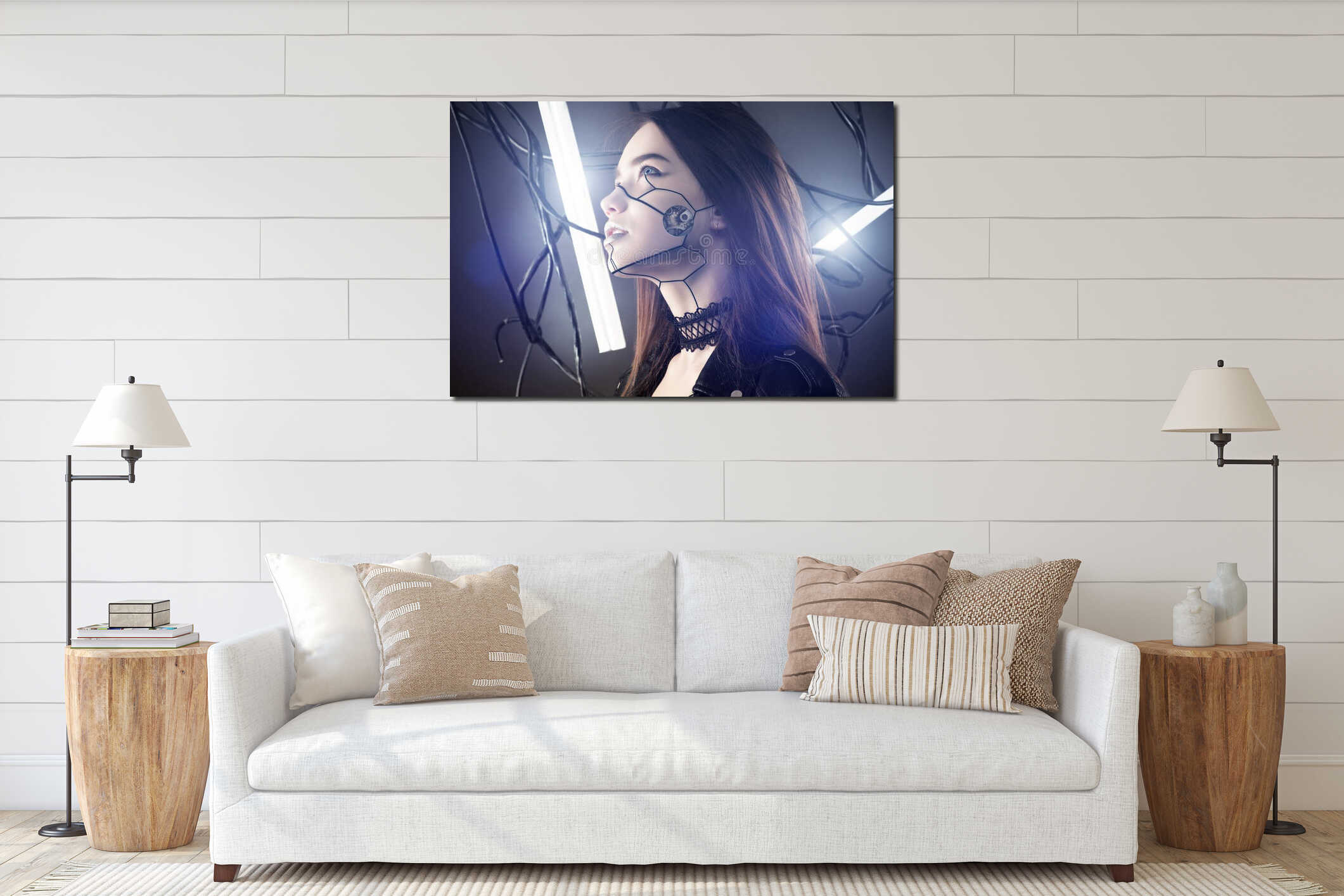 Canvas hanging interior mockup